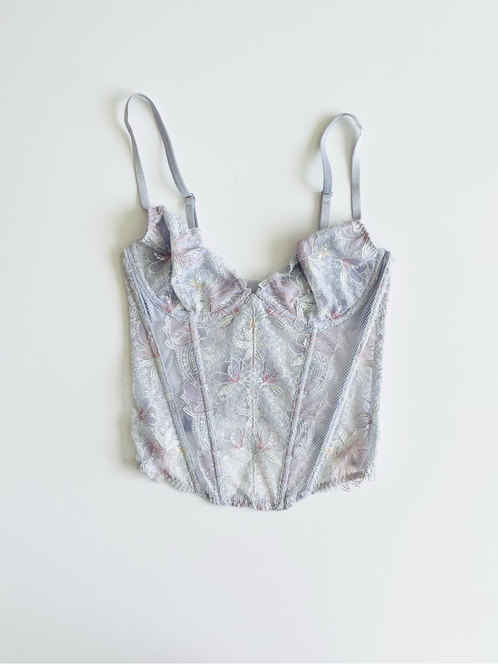 SMALL Victoria’s Secret purple embroidered unlined bustier corset top